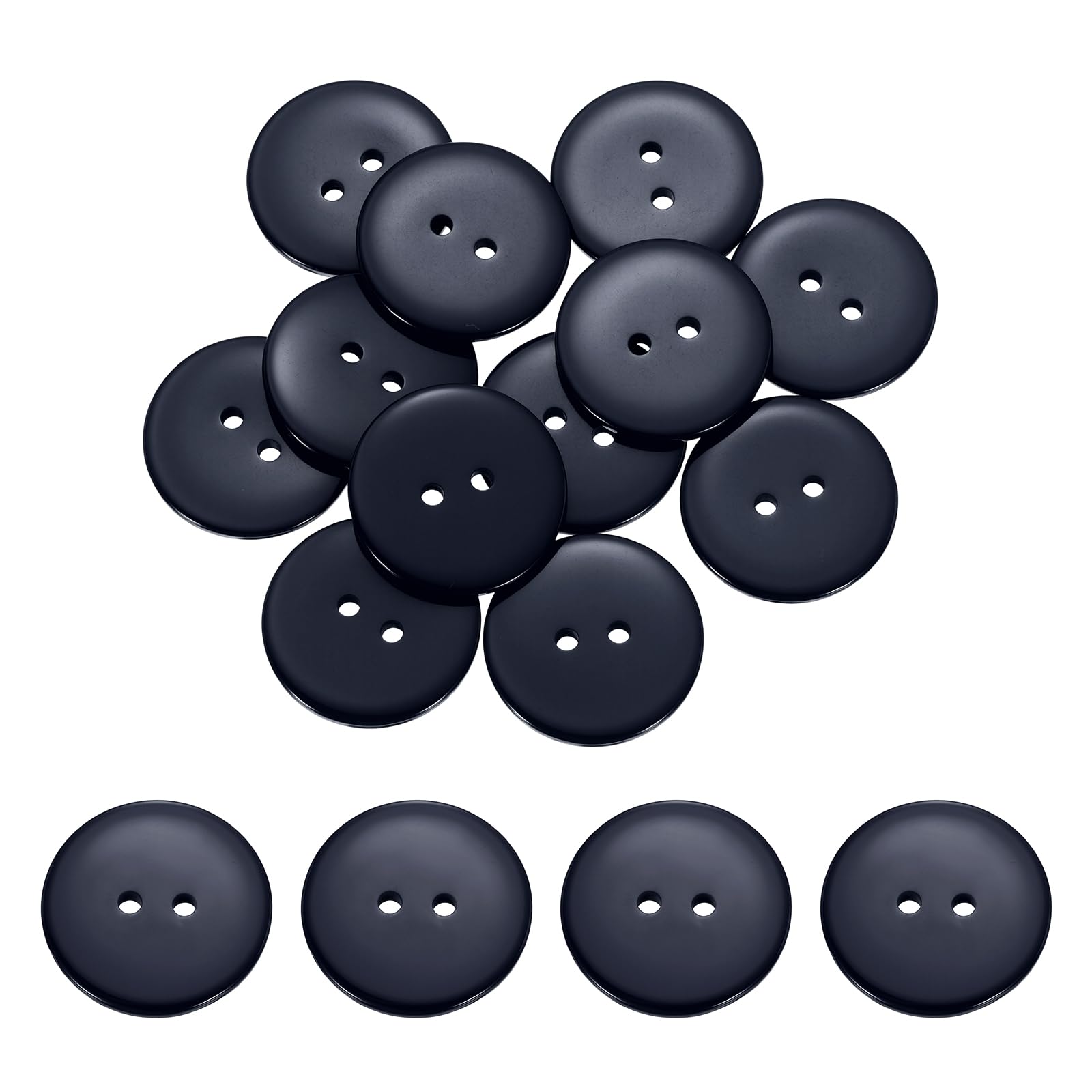 PATIKIL 16 Pcs 28mm Resin Sewing 2 Hole Round Buttons Navy Blue