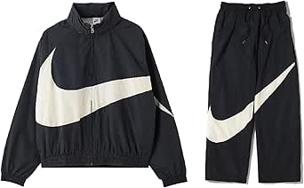 NIKE(ナイキ) スウッシュ ウーブン 裏地メッシュ ウインドブレーカージャケット×ロングパンツ 上下セット L(176-184) cm 国内正規品 FB7878×7881 ブラック/ココナッツミルク