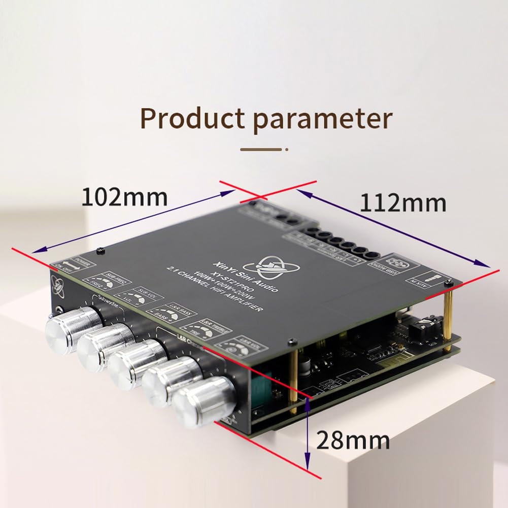 Compact 2.1Channel TPA3255 BT Digital Power Amplifier Board Subwoofer a basso tono 100W*2+200W Migliora la qualità del suono per il audio domestico (with line)