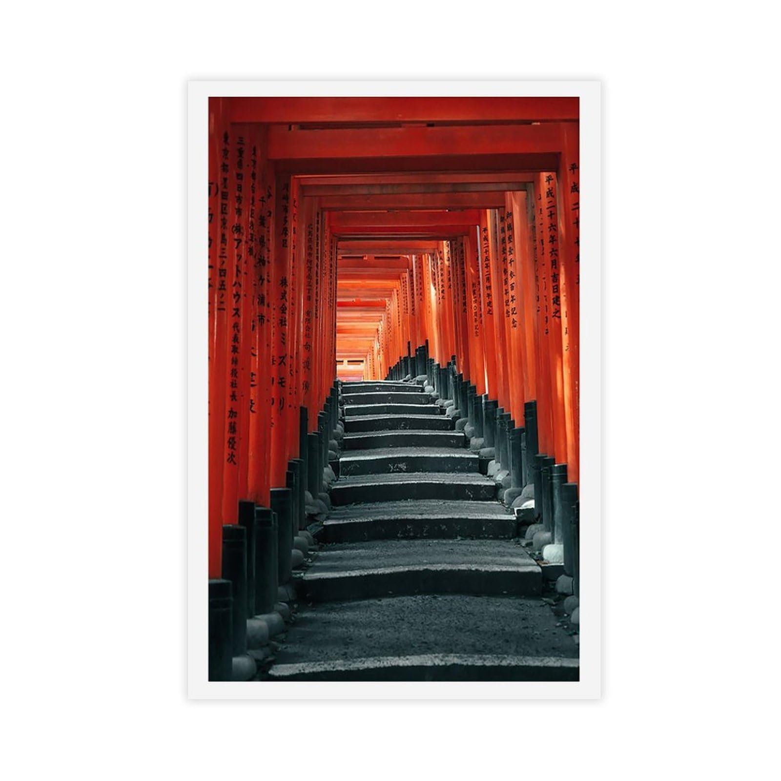 Heyanm Japan Print Torii Gate Print Fushimi Inari Shrine Wall Art Japanese Architecture Poster Canvas Poster Wall Art Paintings For Living Room Bedroom Decoration Unframe 24X36inch