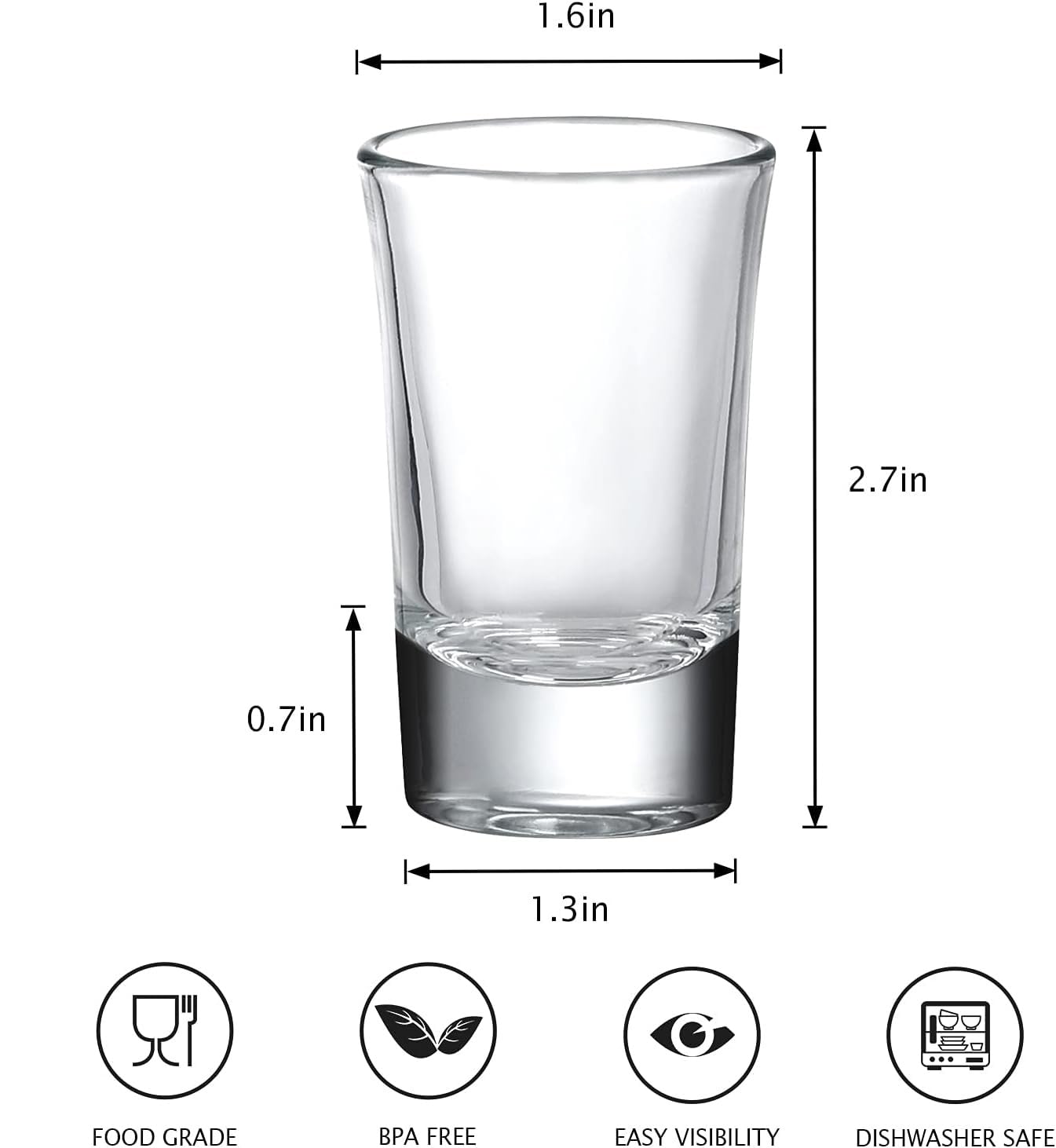 BINZO Shot Glasses Set of 2, 30 ml, Shooter Glasses, Heavy Small Size Glasses for Whiskey, Vodka, Espresso Shot, Gin, Liquor, Peg Measurement, Alcohol, (Conical, 30 ml, Set of 2) 1