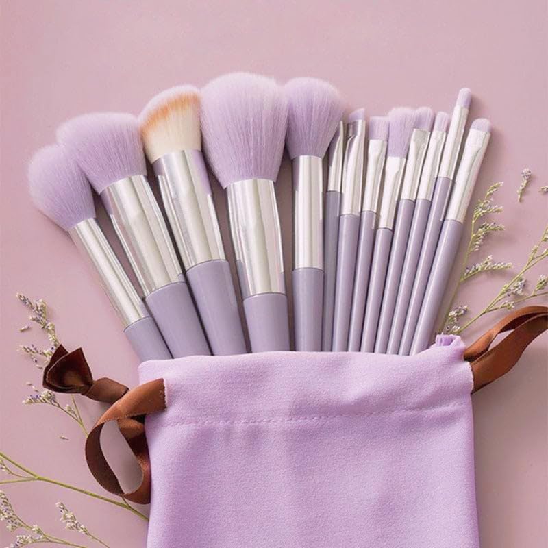 13 pcs makeup brushes set, foundation powder concealer eyeshadow blush highlighter eyebrow brush make up brush set ideal for blending, contouring and highlighting – perfect for beginners and experts (purple)