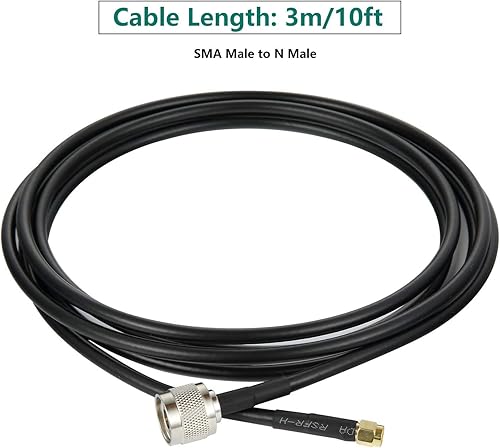 Miniatura 9 de GEMEK Cable de cobre puro SMA macho a N macho de 10 pies, coaxial S-MR240 de baja pérdida para 3G 4G 5G 6G LTE ADS-B Jamón GPS WiFi RF Radio a