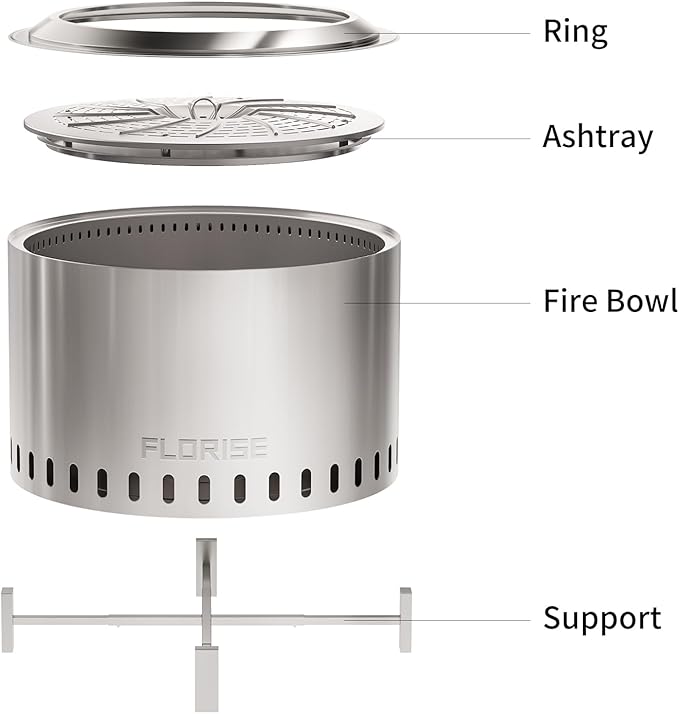 Florise Brasero Sin Humo 27 Pulgadas Acero Inoxidable Portátil miniatura 6