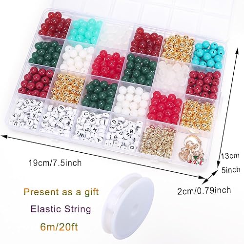 Miniatura 2 de Enjoymade Kit de joyería de cuentas de regalo de Navidad, cuentas de cristal de imitación de piedras preciosas, forma redonda, kit completo de