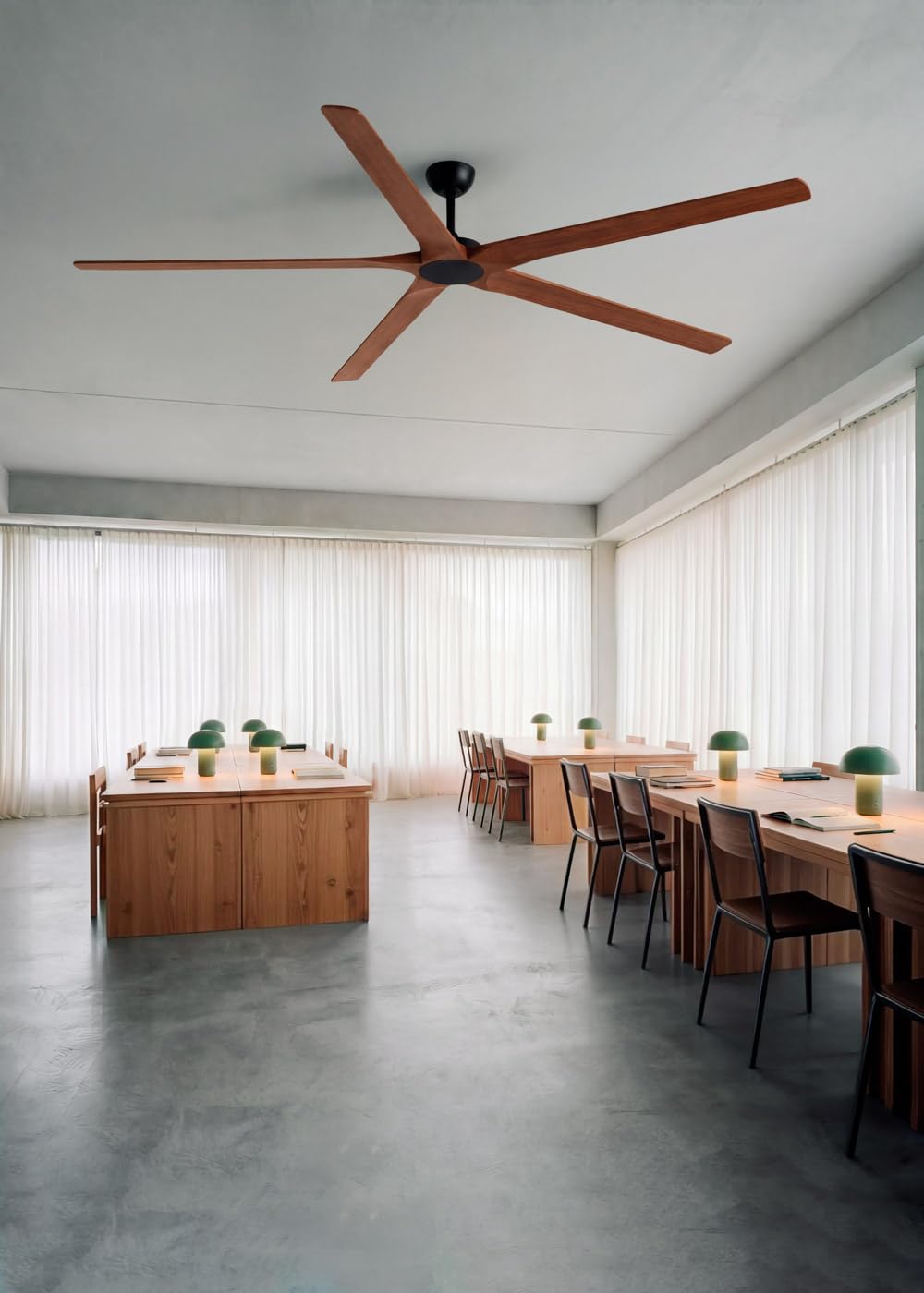 CREATE / WIND INDUSTRIAL WOOD XXL/Ventilatore da soffitto 100% legno con telecomando / 40W, Silenzioso, Ø183 cm, 6 velocità, programmabile, funzione estate-inverno