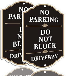 No Parking Do Not Block Driveway Sign, 2 Pack 10 ”x14 ” Metal Sturdy Rust Aluminum Private Driveway Sign, UV Resistant, Scratch, Waterproof and Weatherproof. Easy to Mount.