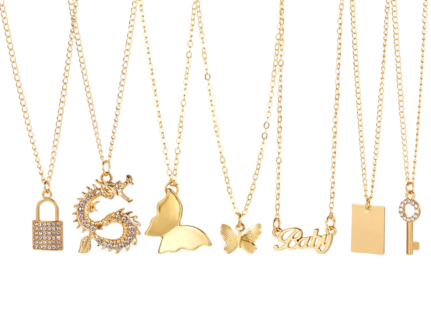 Shining Diva Fashion7 Pcs Combo Latest Stylish Crystal Studded Necklace for Women Western Jewellery Set Pendant Gifts for Girls (15830np), Onesize, Metal, No Gemstone