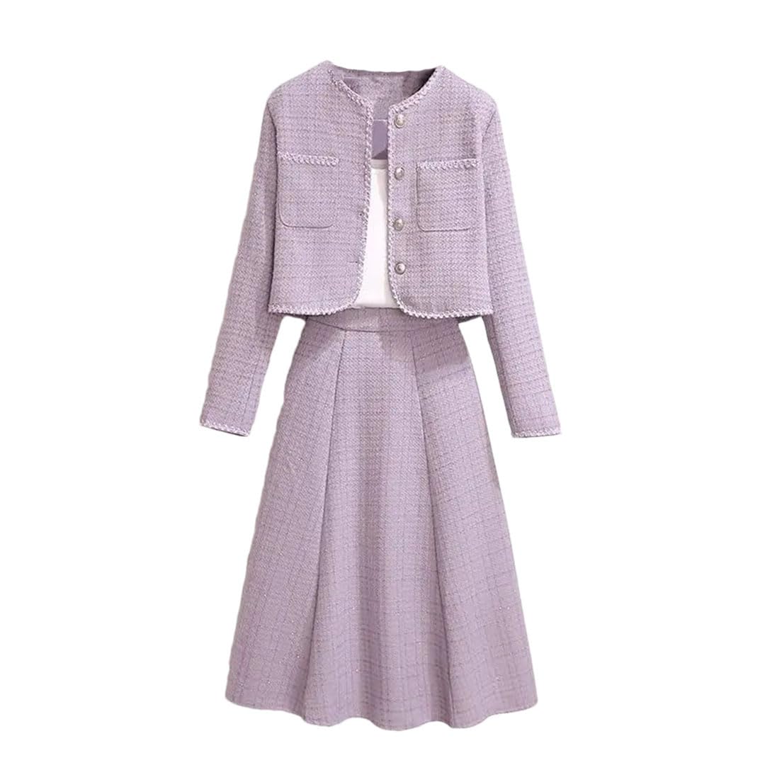 Ensemble haut et jupe en tweed pour femme