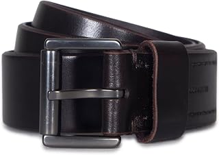 AllSaints Men's 1.5 Inch Leather Belt With Feather Bevel Edge & Roller Buckle, Adjustable Sizing