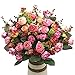 Grunyia Artificial Fake Flowers Silk Tiny Rose Flowers Wedding Bridal Bouquet Home Decoration,(Pack of 4, Pink)