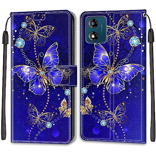 TOMYOU PU Leather Wallet Case for Motorola Moto E13 Butterfly