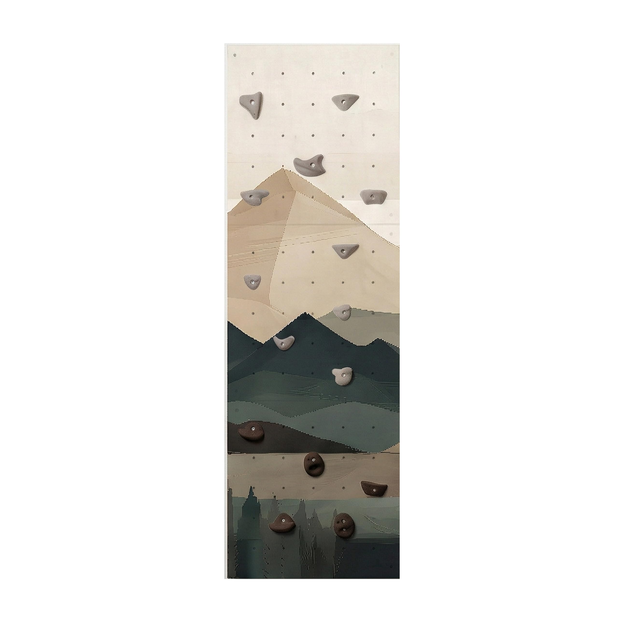 Parete da Arrampicata per Bambini - Gioco da Interno - con 15 Prese da Arrampicata, 3 Pannelli Murali in Compensato di Betulla - Dimensioni 225x75cm - Paesaggio Montuoso Marrone