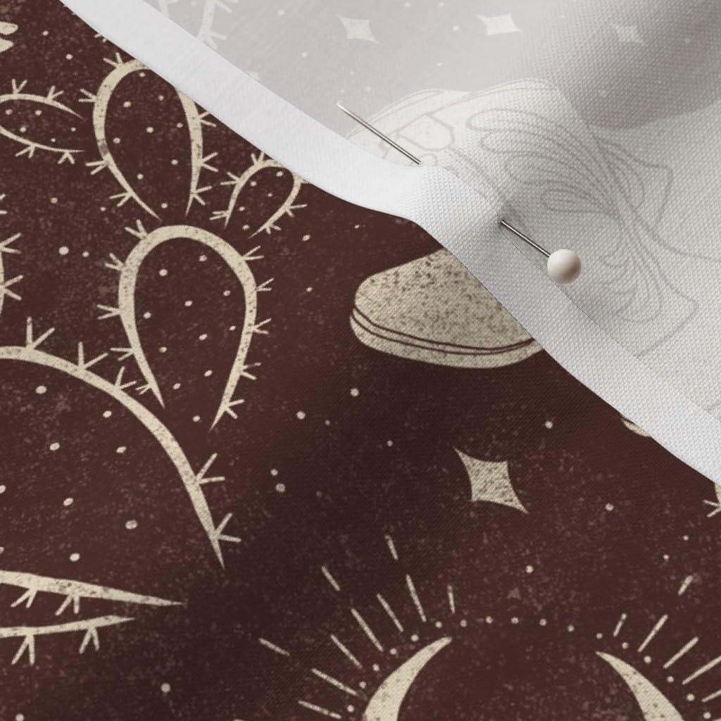 Spoonflower Fabric - Southwest Brown Boots Cactus Ranch Rodeo Cowboy Hat Moon Printed on Petal Signature Cotton Fabric by The Yard - Sewing Quilting Apparel Crafts Decor