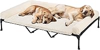 Vista 19 de Veehoo Cama elevada refrescante para perros con cojín de felpa esponjosa, camas elevadas para interiores para perros grandes, sofá suave