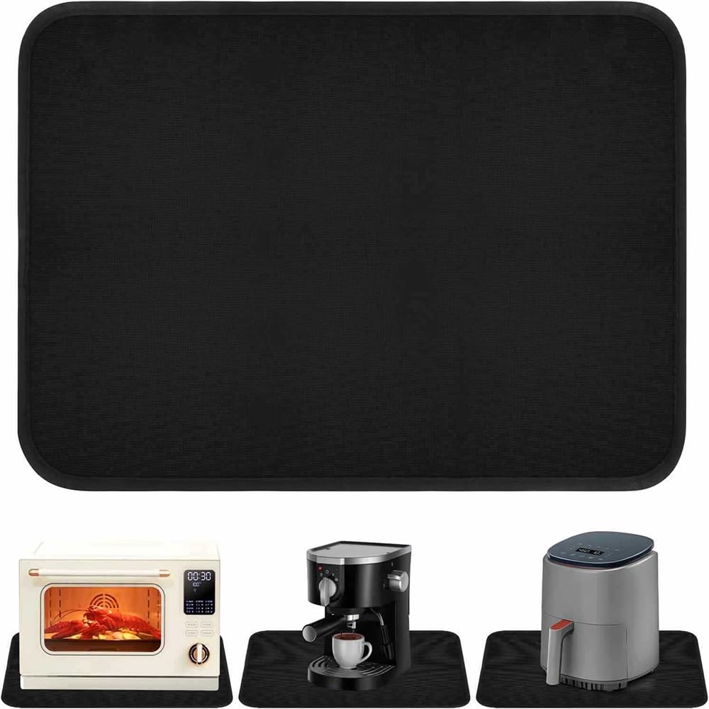 キッチン 耐熱シート 耐熱300℃ 断熱 滑り止め 傷防止 防汚 調理台 保護 食事マット 作業台 台所 保護シートオーブンレンジ用・レンジ用・電子マット／オーブン下 フェルト製 キッチン用 断熱・耐熱ボード・耐熱 エアフライヤー対応 （30＊45cm ブラック x2）