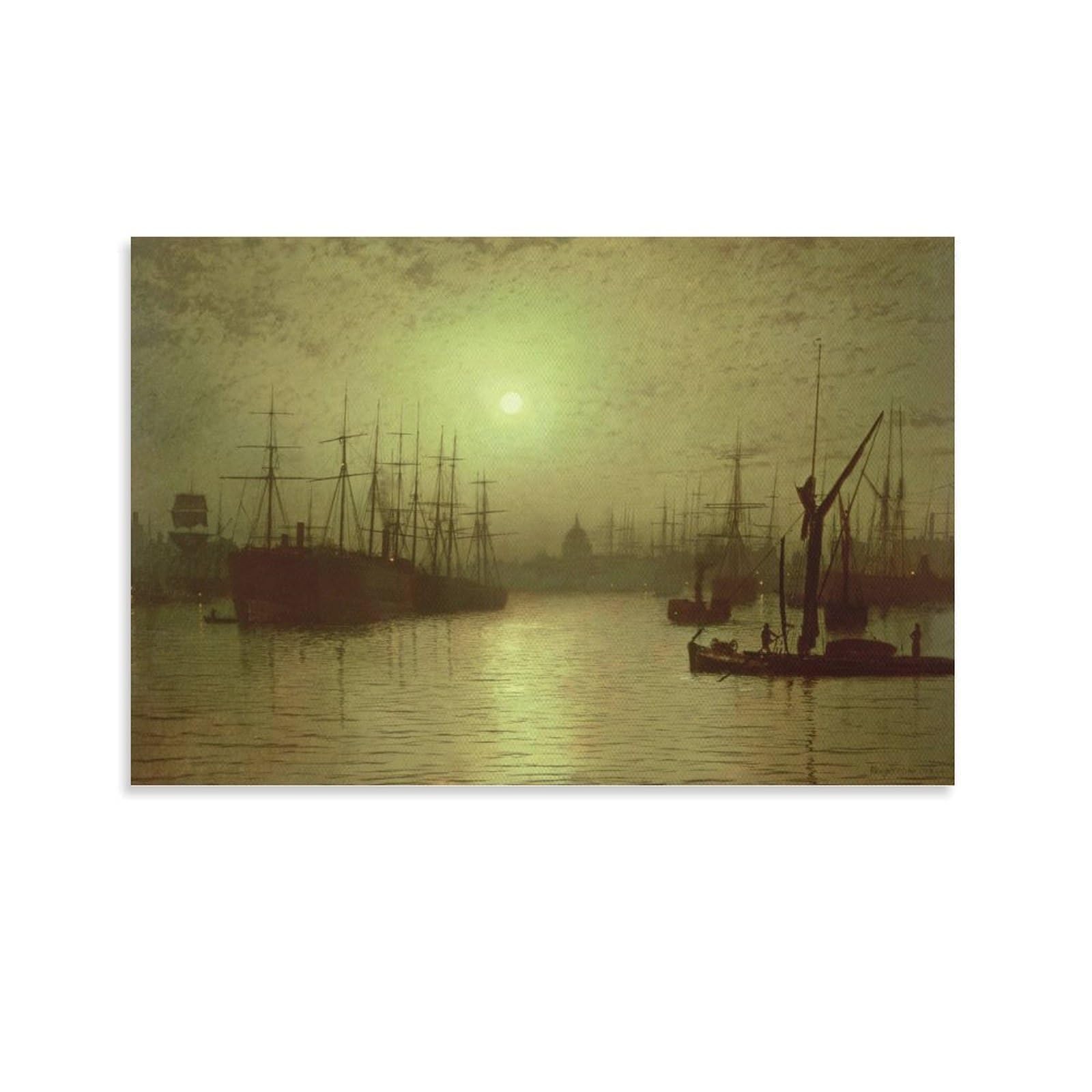 Nightfall Down The Thames By John_Atkinson_Grimshaw Wall Art Prints Poster Canvas Art Poster And Wall Art Picture Print Modern Family Decor Posters 08x12inch(20x30cm)