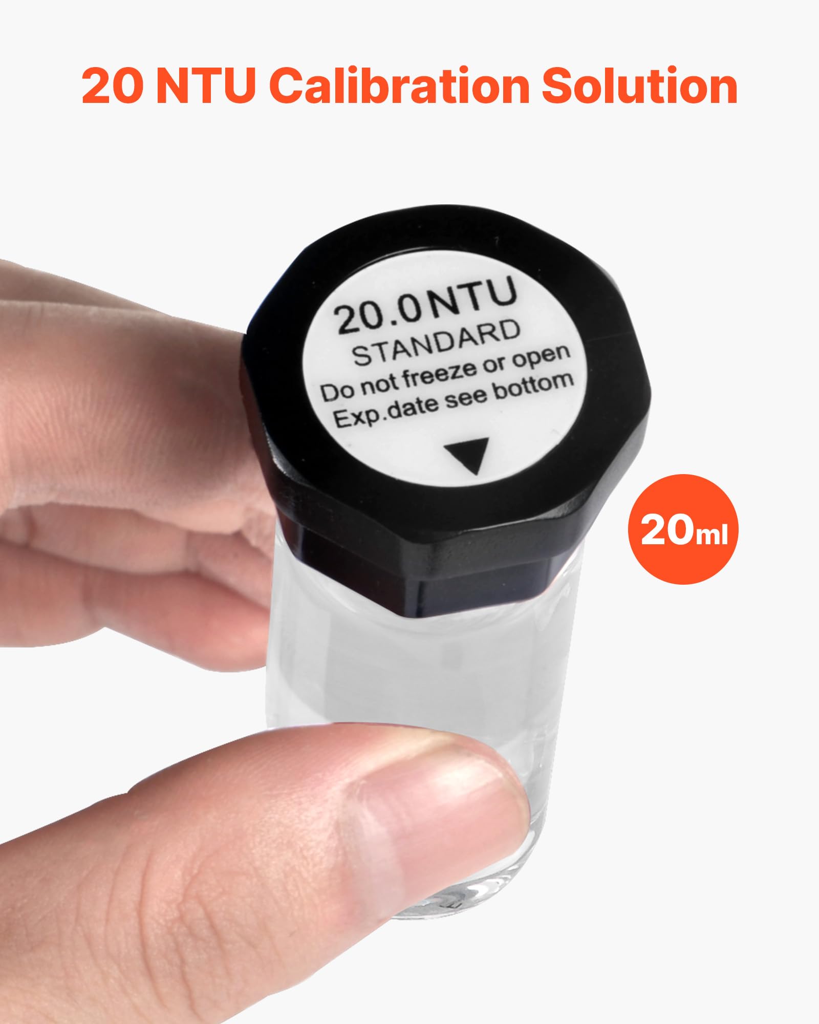 VEVOR Trübungskalibrierlösungs-Kit 20/100/400/800 NTU je 20 ml, 4 Stk. Standard-Trübungslösungs-Nachfüllung für TN2000-Trübungsmessgerät, stoßfester Schutzeinsatz, versiegeltes Flaschendesign