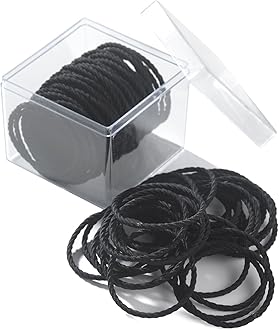 Youxuan No Damage Soft Polyester Hair Ties, No Tug Scrunchies Hair Bands with Strong Elasticity - Black, 50 Pieces