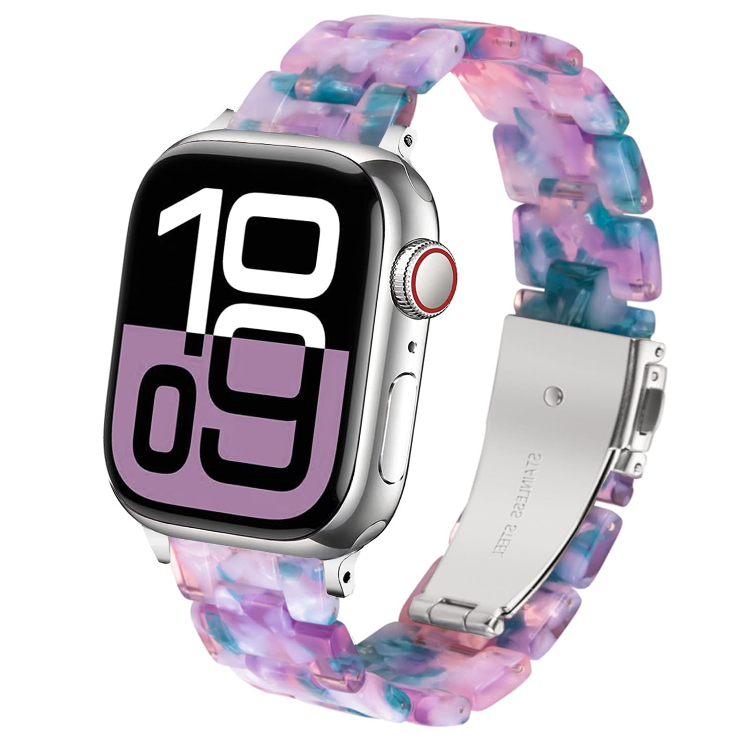 DEALELE Bands Compatible with Apple Watch 49mm 46mm 42mm 45mm 41mm 44mm 40mm 38mm, Colorful Resin Replacement Strap for iWatch Series 10/9 / 8/7 / 6/5 / 4/3 / Ultra/SE Women Men — view 8