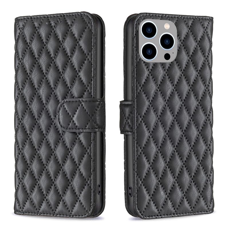 Generic Étui compatible avec Moto G04 (couleur : noir) Étui portefeuille en cuir de qualité supérieure à rabat magnétique avec fentes pour cartes