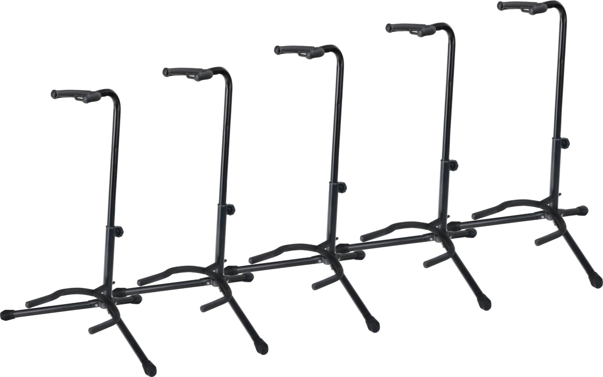 5x Rocktile GSN-01 Gitarrenständer mit Halsstütze (höhenverstellbar 60-70cm, Standfläche 53 x 30 cm, auch für Bass, Banjo o.ä.) schwarz