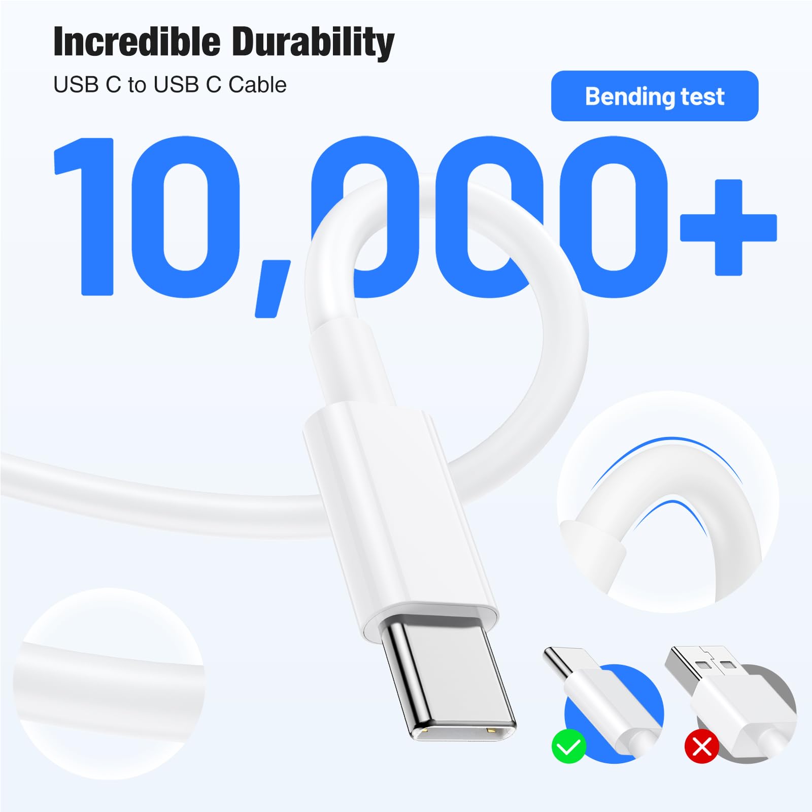 Cargador USB-C de 45 W para Cargador Samsung de Carga rápida, Bloque Tipo C y Cable USB C a USB C de 6 + 10 pies, Paquete de 2 para Galaxy S25 Ultra/S25 S24 S23 S22 S21 S20 Ultra/Plus, iPad Pro/Air