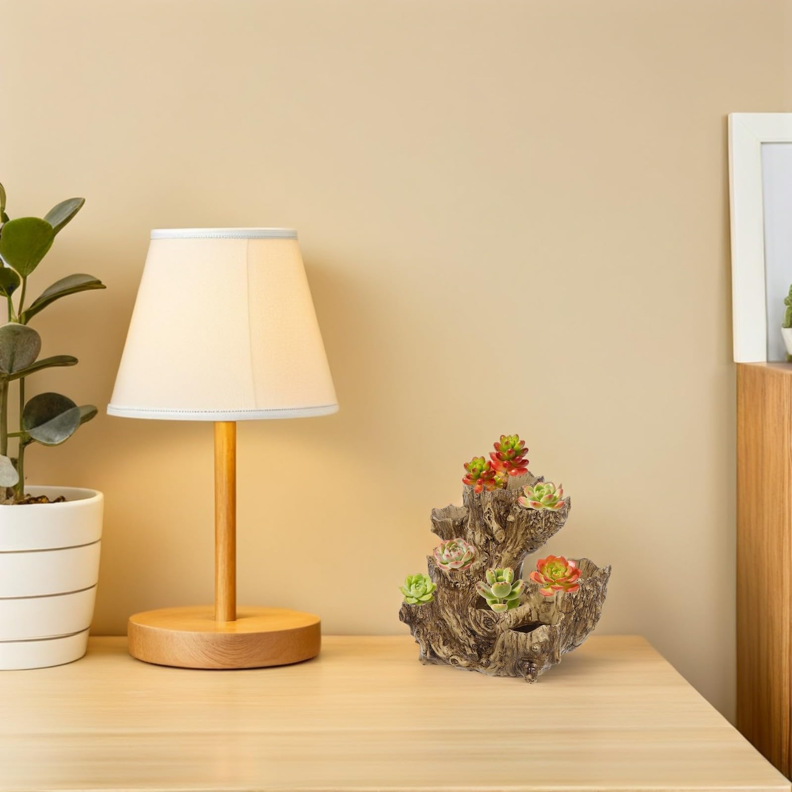 Gatuida Kreativer mit Acht Löchern aus Kunstharz Baumwurzel Blumentopf und Tragbarer Sukkulenten Topf im Rustikalen Treibholzstil für Balkon und Wohnkultur