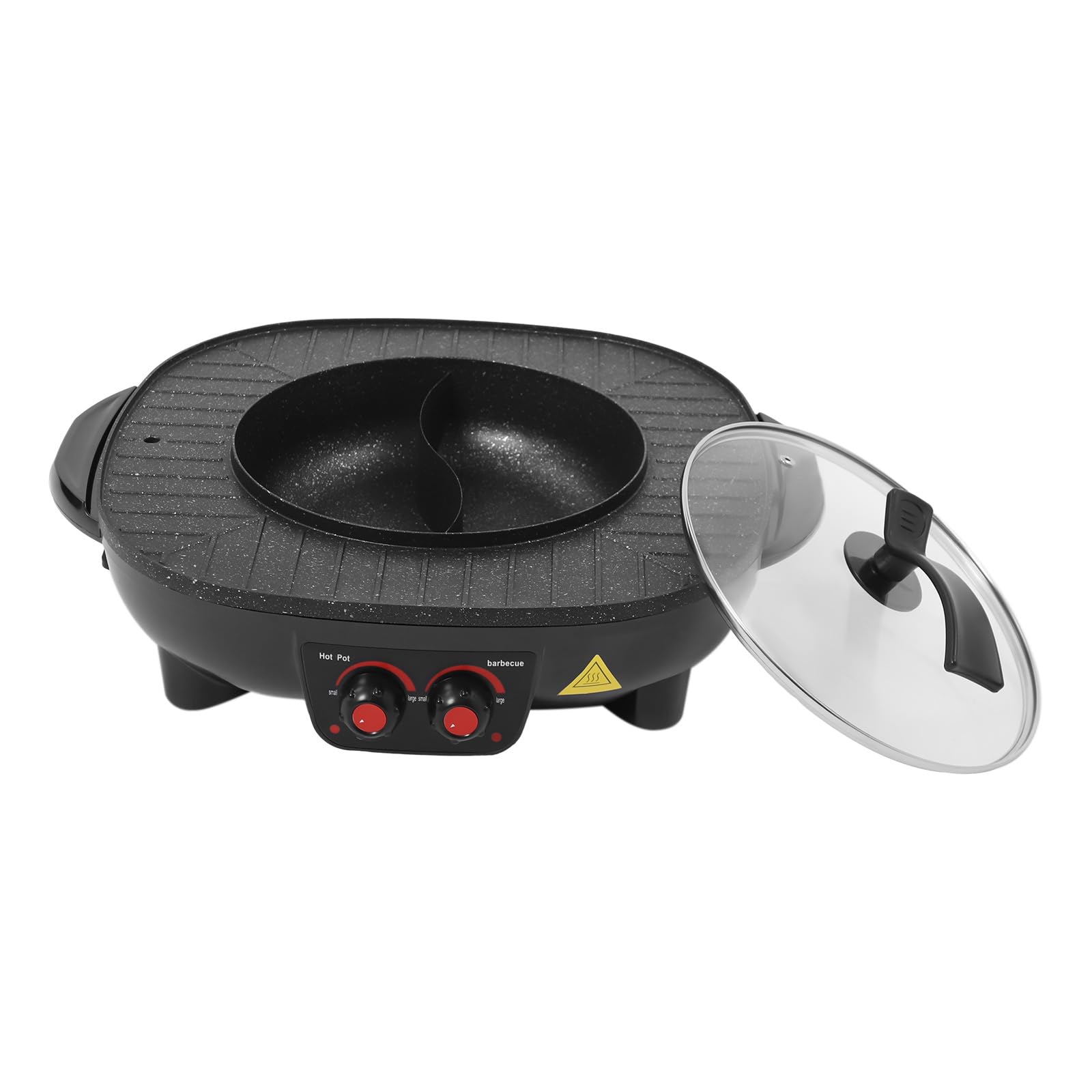 Hot Pot Barbecue électrique 2 en 1 multifonction 2000 W Chauffage antiadhésif 5 à 6 personnes Fête Cuisine Restaurant Balcon 49 x 42 x 12 cm