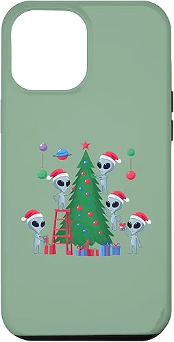 Miniatura 10 de iPhone 1212 Pro Aliens Decorating a Christmas Tree - Alien Christmas Tree Case