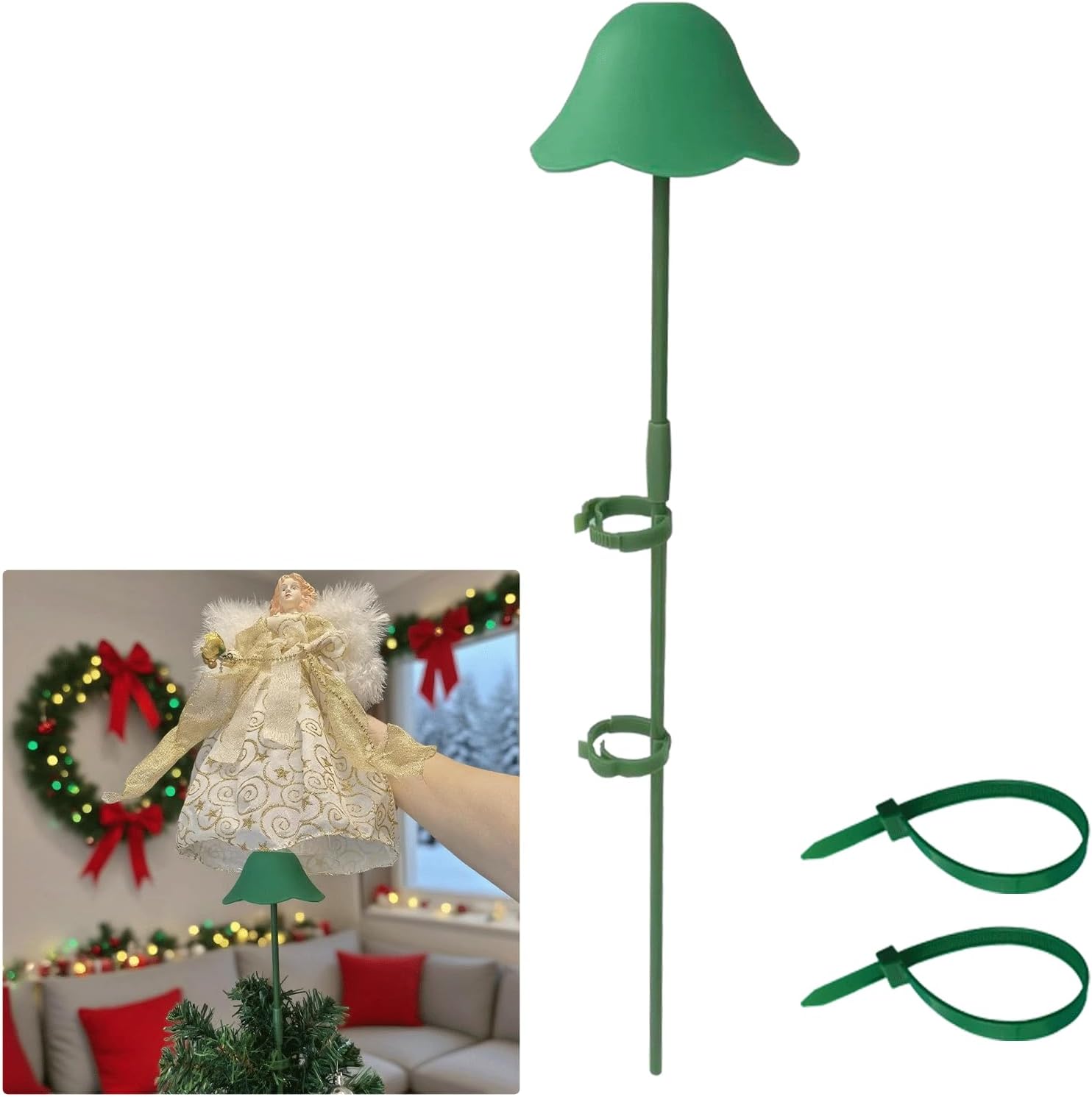 Amazon.com: KOJIGIC 17.7 inch Christmas Angel Tree Topper Holder, Xmas ...