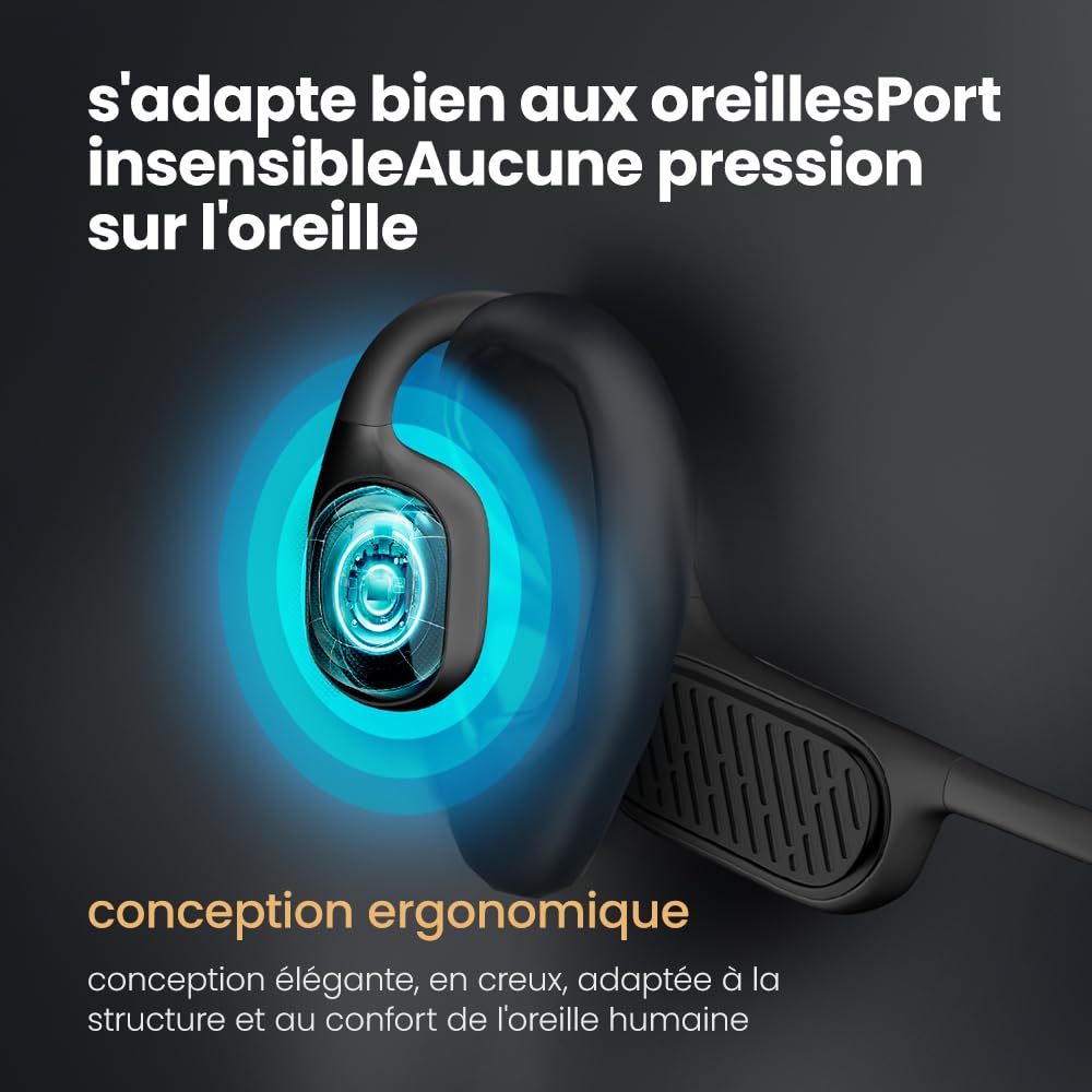 Casque à Conduction Osseuse IP68 Étanche pour Natation