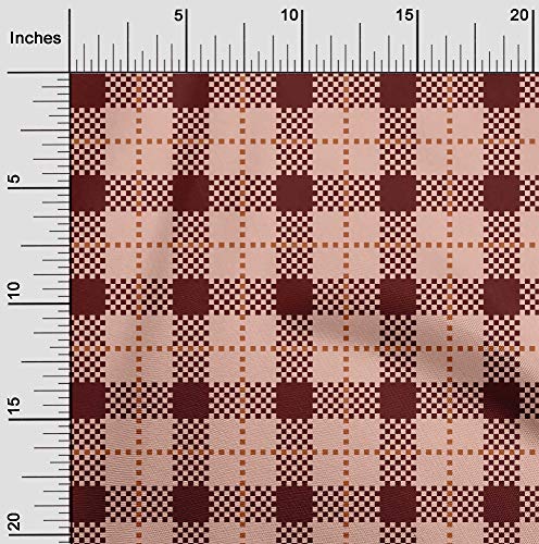 oneOone Cotton Cambric Peach Fabric Gingham Check DIY Clothing Quilting Fabric Print Fabric By Yard 56 Inch Wide
