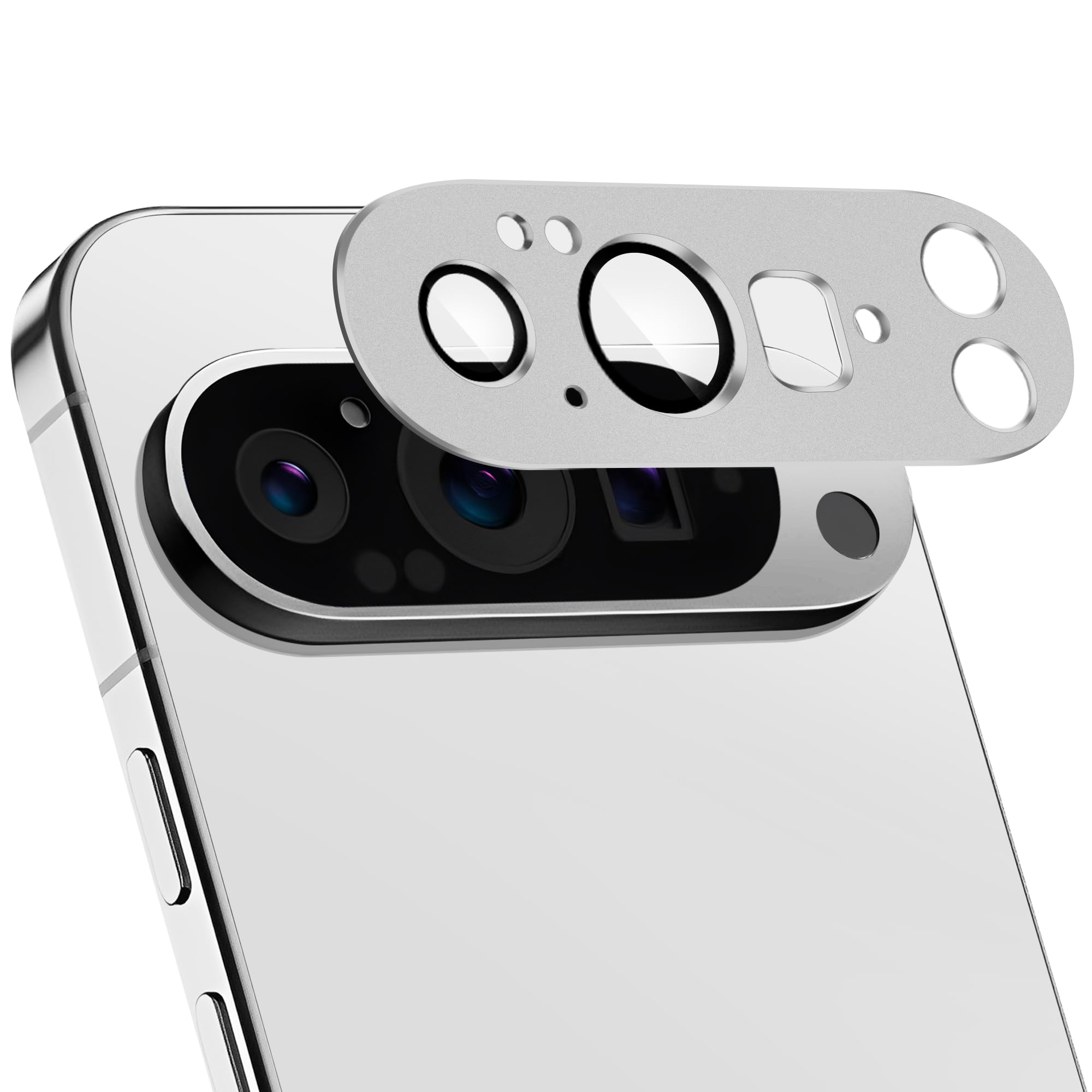 ZXZone for Google Pixel 10 Pro XL カメラフィルム アルミ合金製＋AR高透過率強化ガラス ZXZone ピクセル10 ProXL レンズ保護 カメラカバー レンズ保護 フィルム 防爆裂 ・耐衝撃・スクラッチ防止・露出オーバー防止・ケースに干涉なし (1枚 シルバー, Pixel 10 Pro XL)