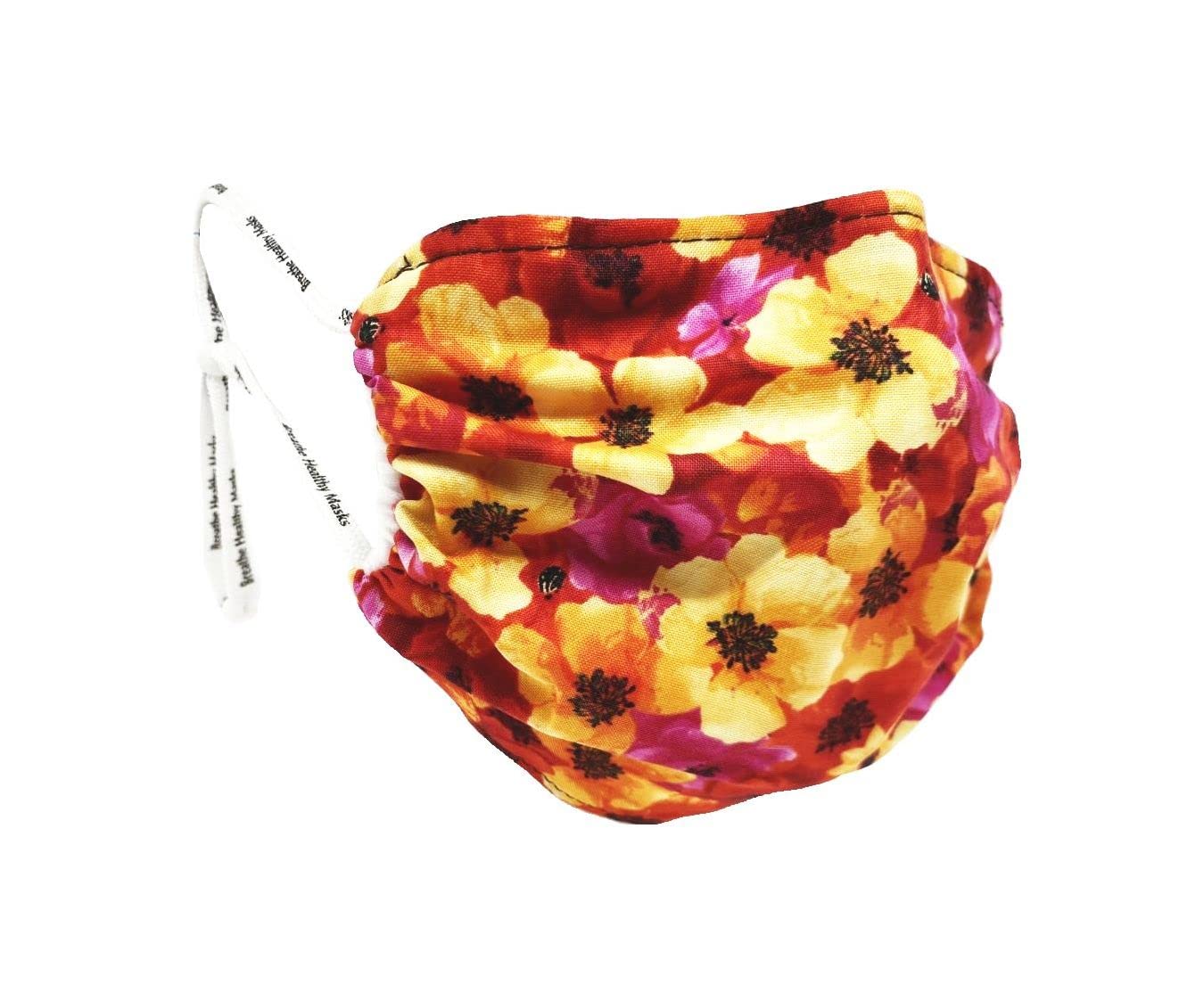 Breathe Healthy Face Mask Night Bloom Design (Orange)