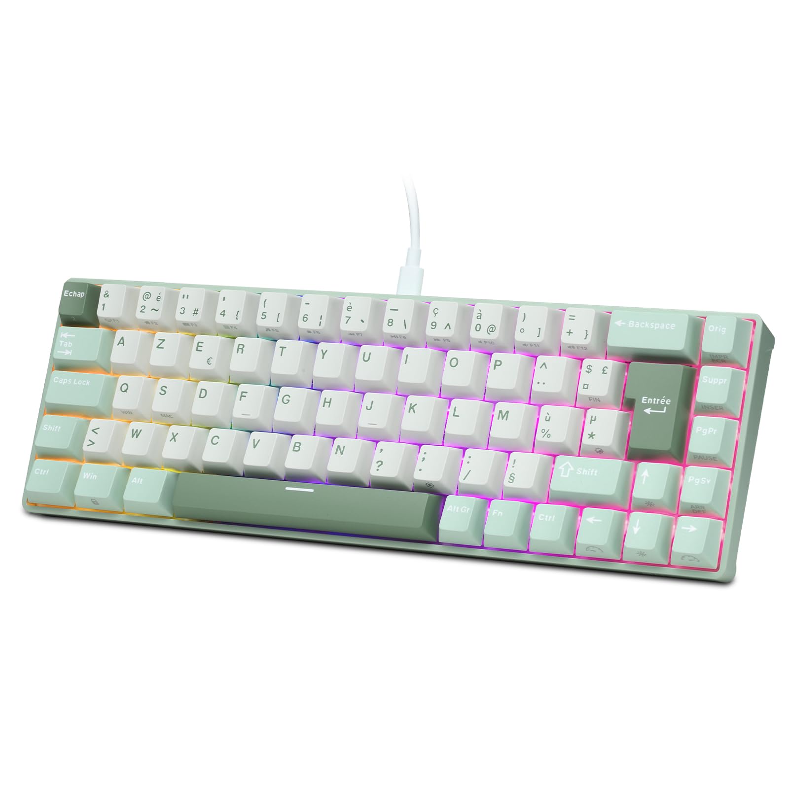 RK ROYAL KLUDGE C68 FR Clavier mécanique jeu effet Hall, filaire RGB commutateur magnétique 65%, chaud, déclenchement rapide, taux de rafraîchissement 8KHz, pilote Web Pro pour Mac&Win, French AZERTY