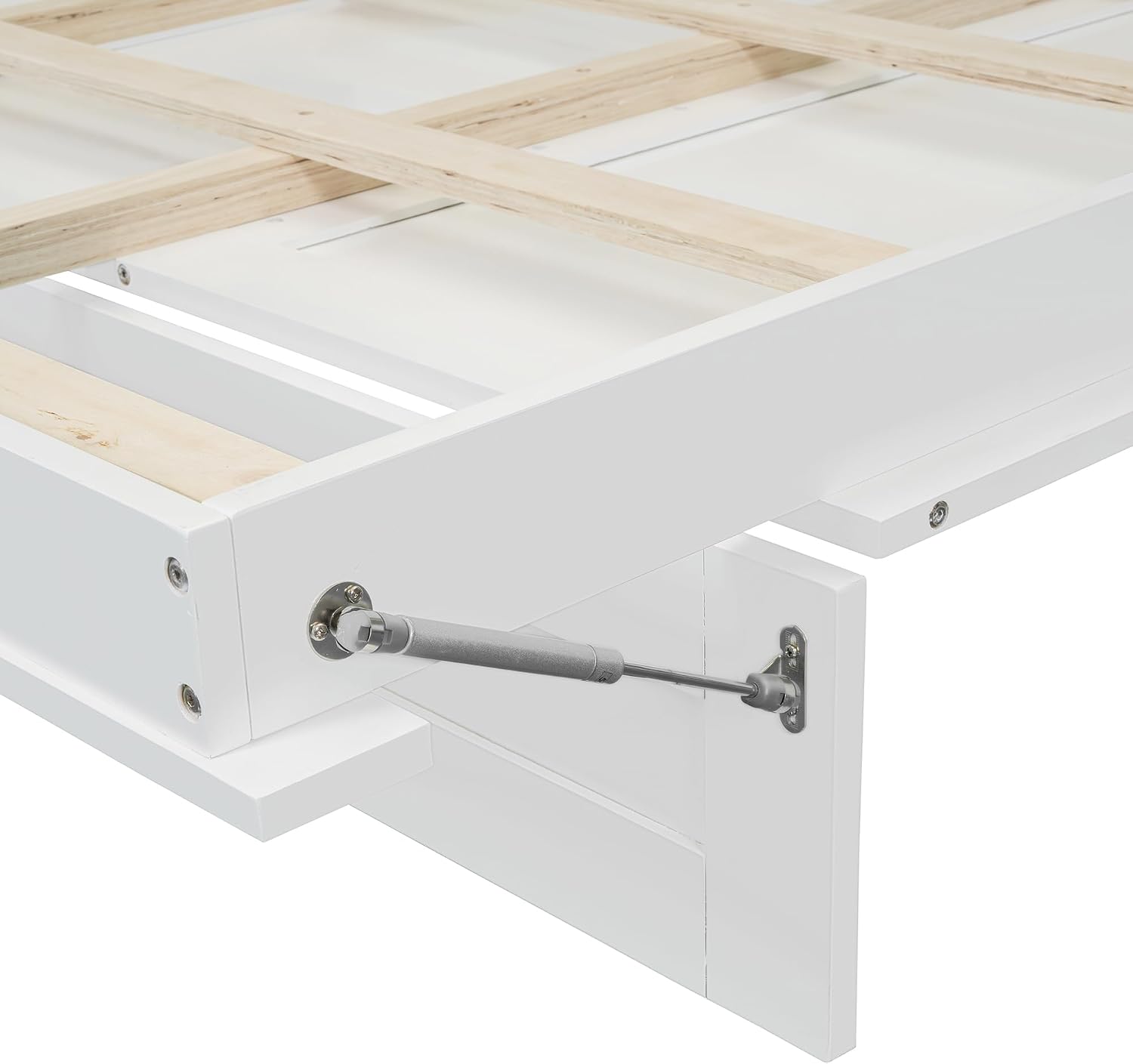 Merax Queen Murphy Bed with Wardrobe, Murphy Bed Cabinet Queen with Storage Shelves and LED Lights, No Box Spring Needed, White