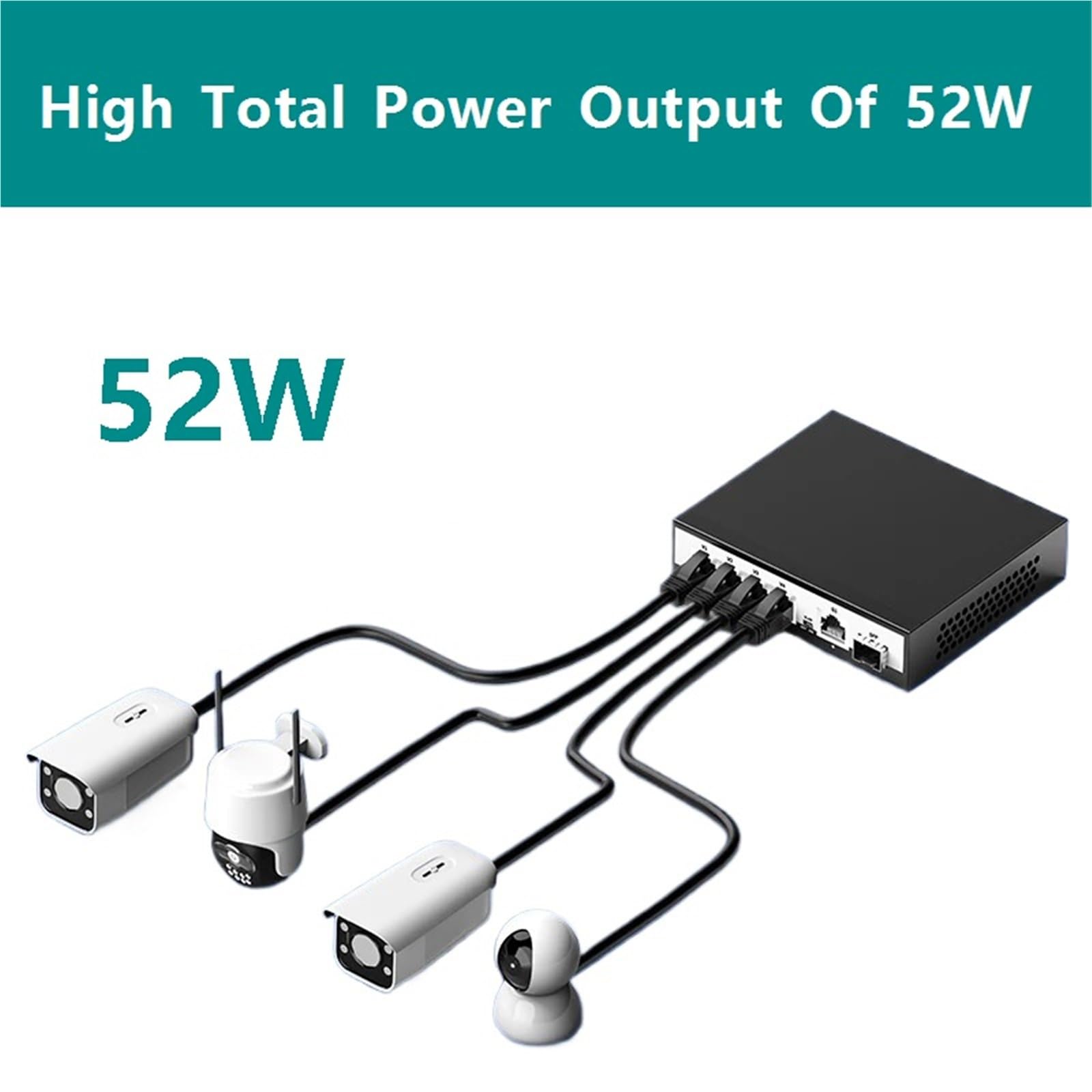Switch Industriale Switch Poe Gigabit a 6 Porte Switch di Rete Poe Attivo da 1000 Mbps 52 W(AU Adapter)