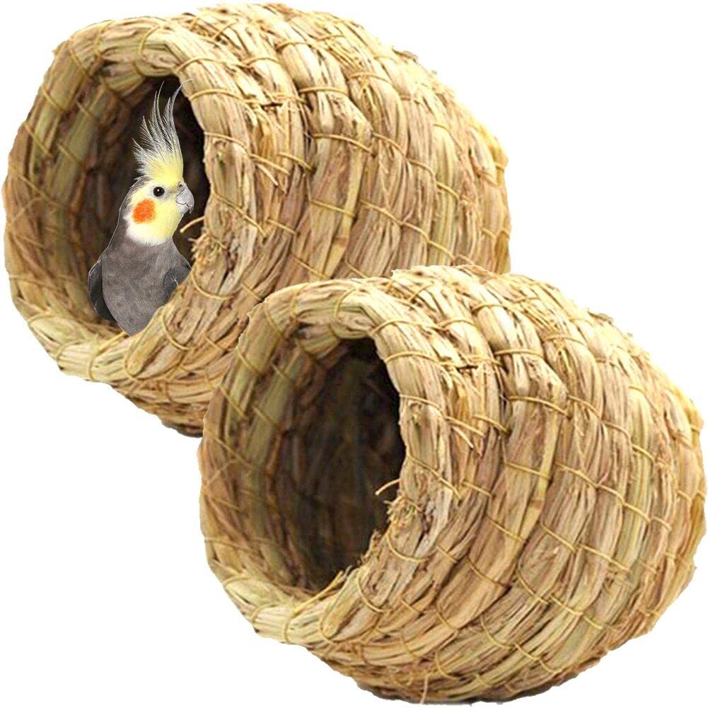 Lpitoy As Shown Birds Nest Birds Cage Natural Straw Handmade Pigeon Parrots Pet Birds House Bedroom Breeding Nest Pet Birds Supplies 12Cm