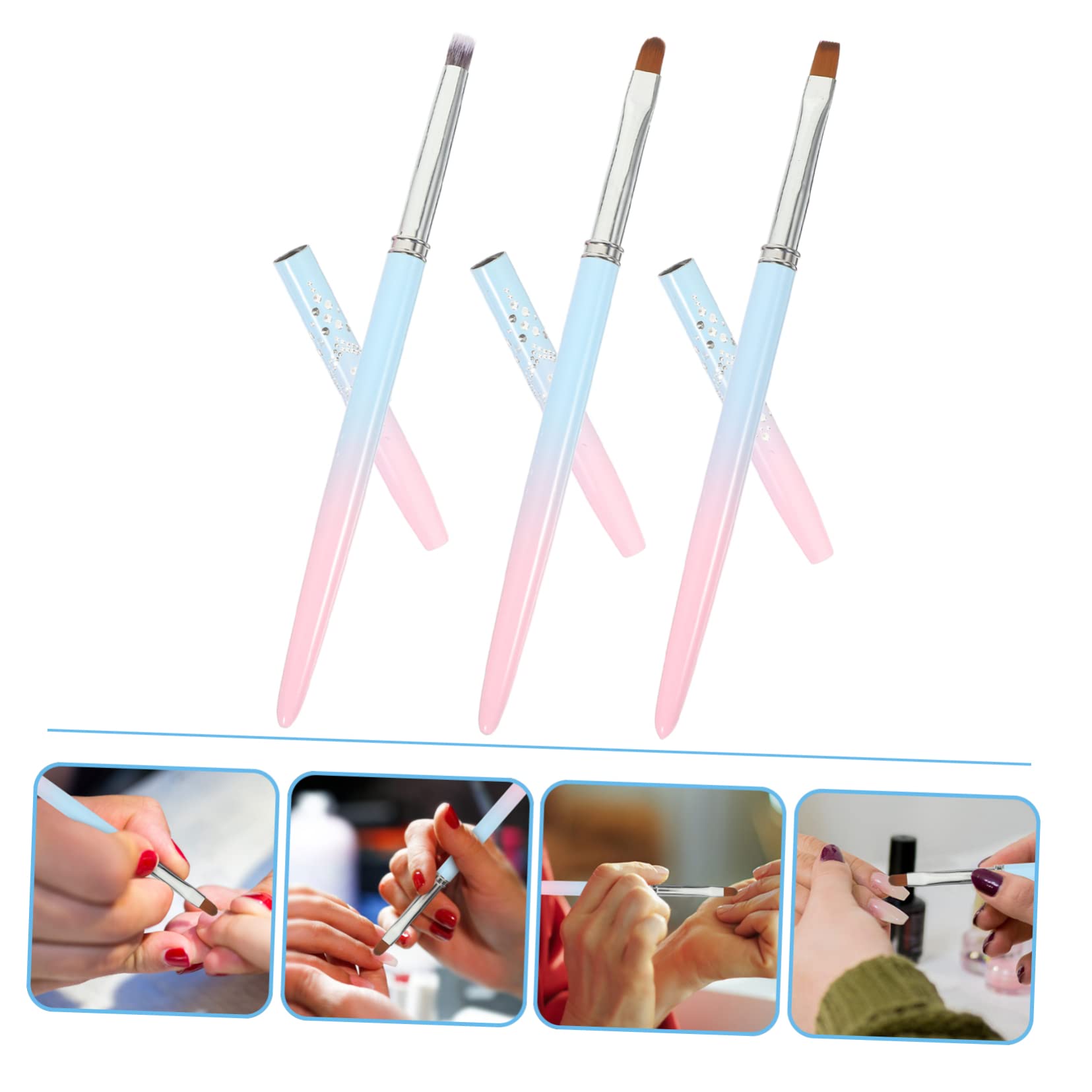Healeved 5 Set Di Pennelli Per Nail Art Per Manicure Set Di Strumenti Per Nail Art Pennelli Per Nail Art Per La Casa Forniture Per Nail Art Per Saloni 3 Pezzi * 5