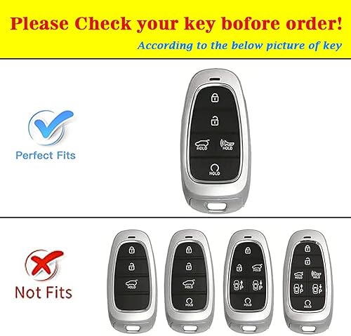 Miniatura 2 de Funda para llave de coche Hyundai, compatible con llave inteligente de 5 botones con llavero (blanco), Blanco