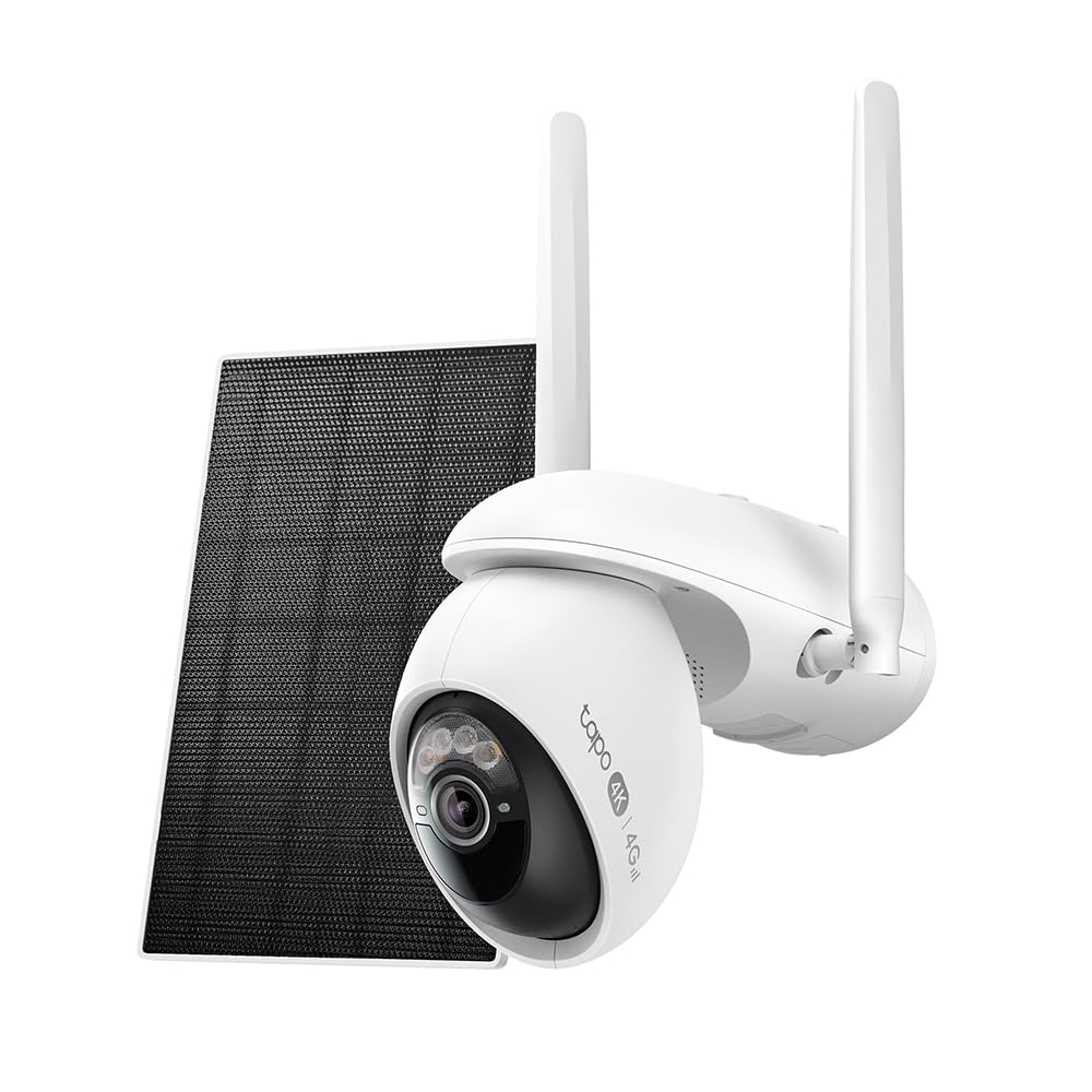 Tapo C665G KIT Caméra Surveillance Extérieure 4K 8MP Solaire, 4G LTE & Wi-FI Bi-Bande, sans Fil, Panoramique 360° Suivi IA, Vision Nocturne Couleur, IP65, Idéal pour Maison, Jardin et Chantier