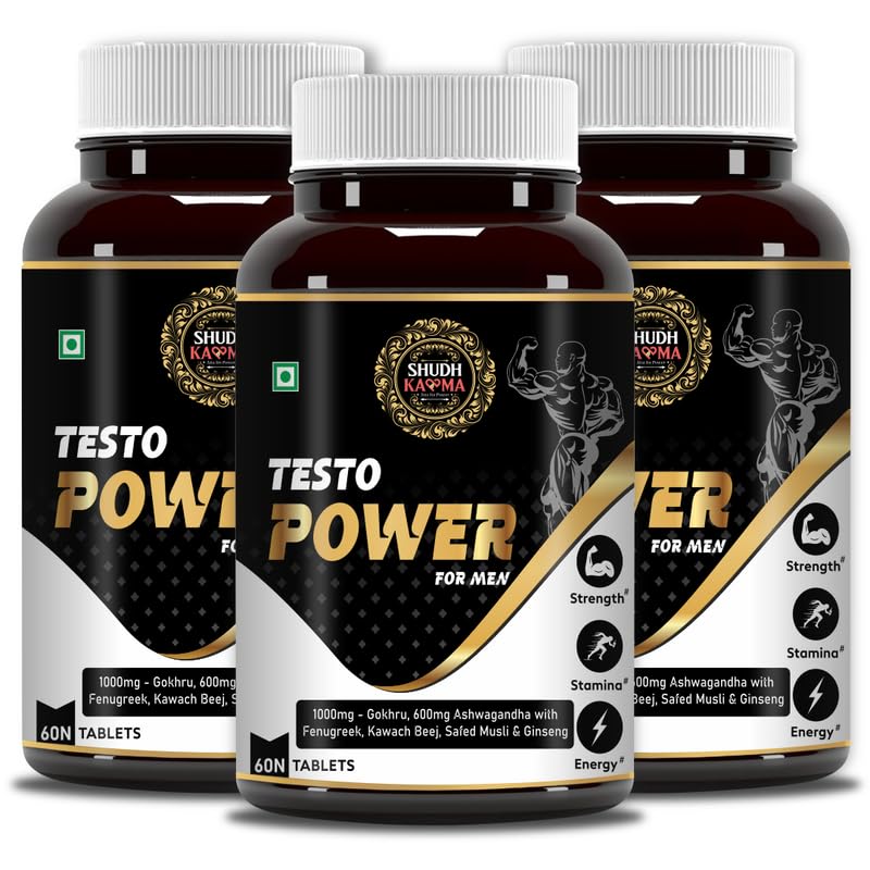 Shudh Kaama Testo Power Natural Testosterone Booster for Men with Tribulus, Ashwagandha and Safed Musli for Strength, Stamina, Energy and Muscle Gain – 60x3 Tablets (B0C1NTF3XX) Amazon Price History, Amazon Price Tracker