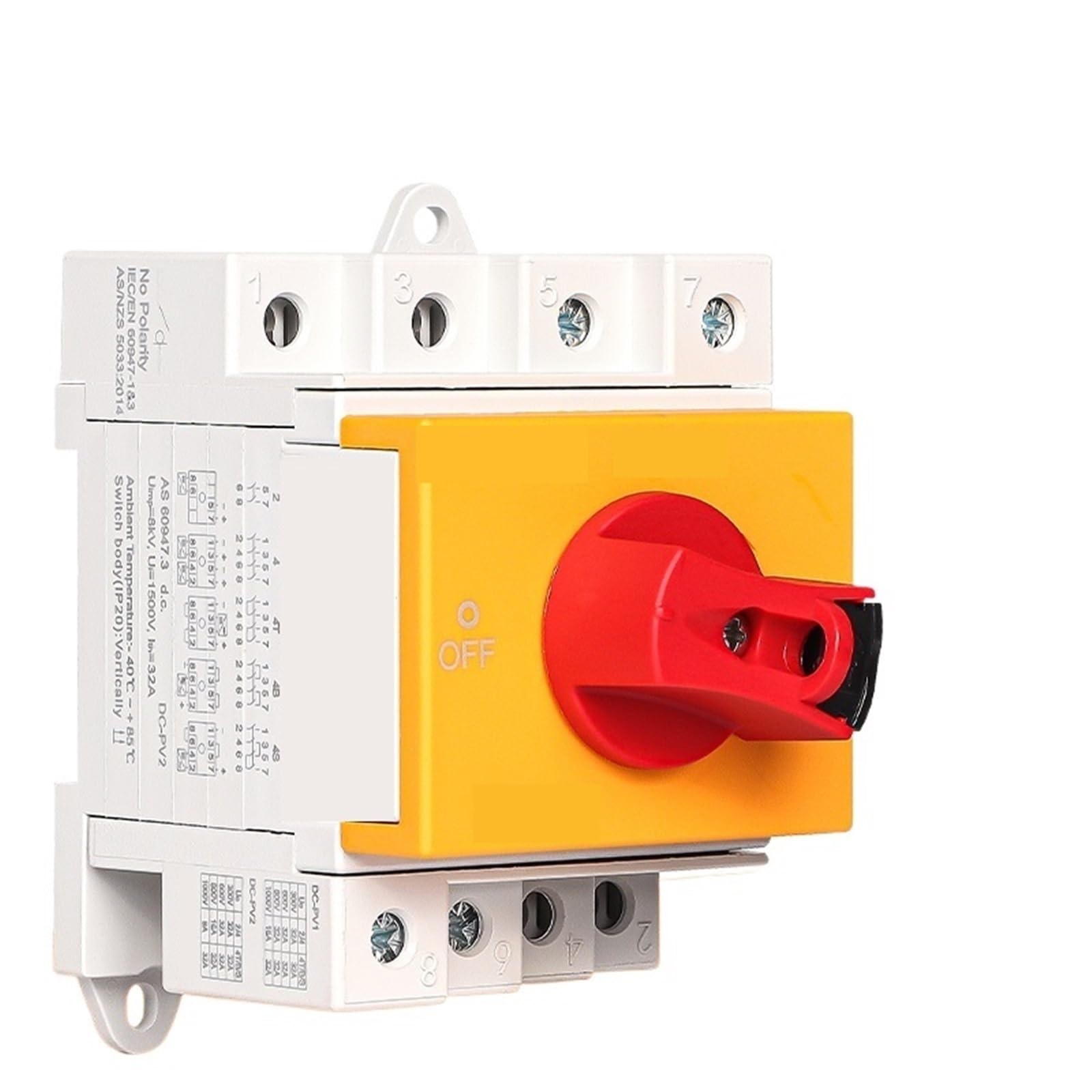 1 Uds interruptor aislador PV 1000V 32A 2P mango seccionador EKD16-DB32(EKD6-32-4 (4P 32A))
