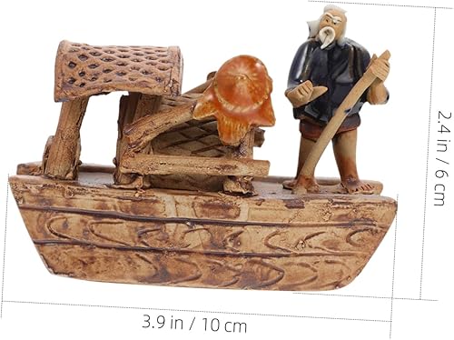 Miniatura 2 de POPETPOP Mini mesa de arena de escritorio, juguete de musgo, artículos decorativos, barco, acuario, pesca, barco, estatuilla, modelo, mini pecera,