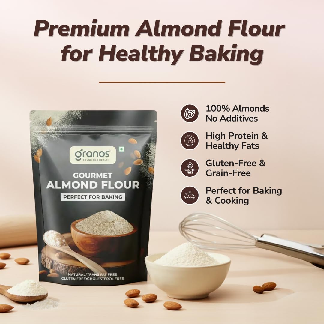 Granos Almond Flour 400g | Badam Atta | Healthy Flour | Gluten Free | 100 Natural & Vegan | Blanched Almonds Atta | For Baking Breads, Cakes and Making Rotis | Low Carbs Atta | Keto Diet Friendly - Image 3 thumbnail
