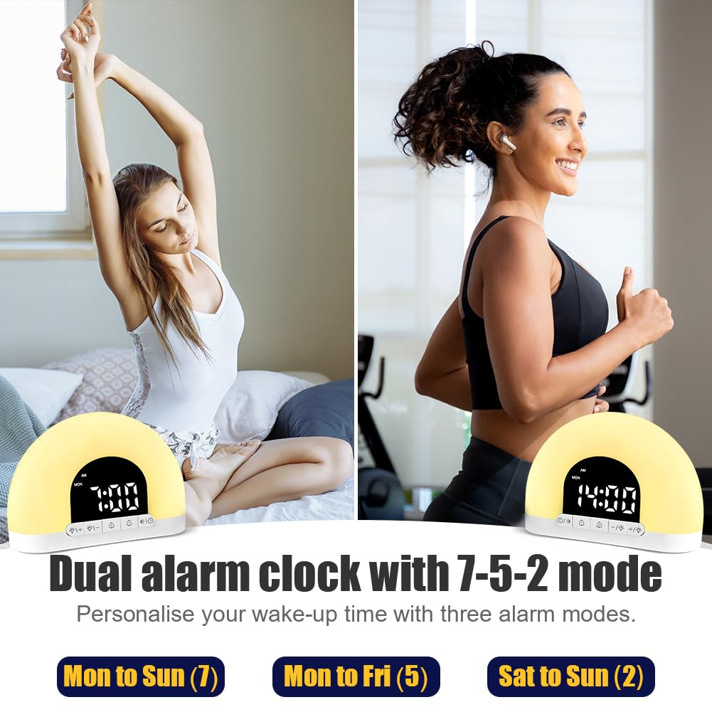 Ainiv Sveglia Alba, Wake up Light Luce Sveglia, Sveglia Intelligente del Sonno per Bambini Adulti, 30 Livelli di Luminosità, Sveglia Luminosa con Simulazione dell'Alba e del Tramonto
