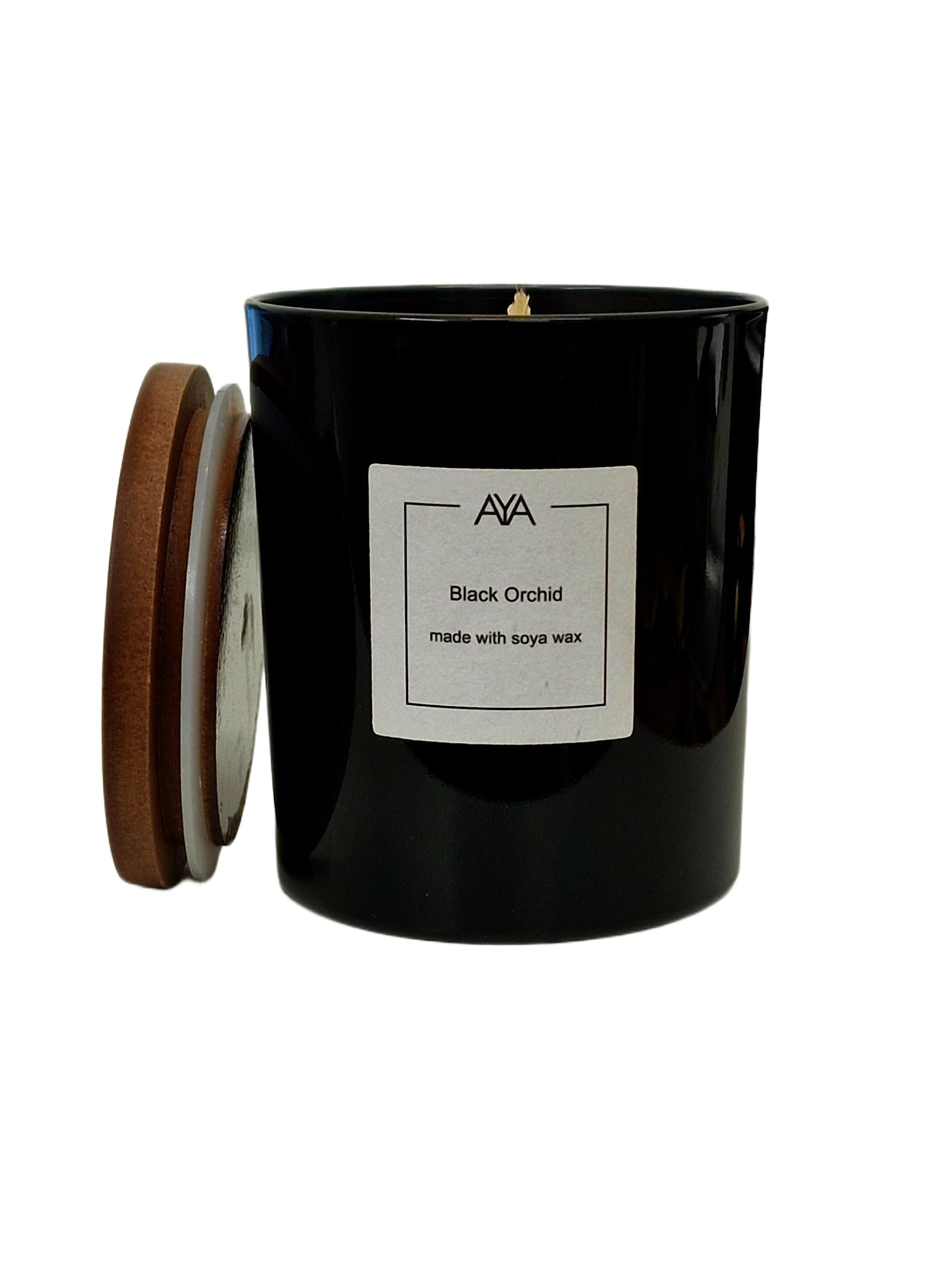 AYA HomemadeLuxury Handmade Natural Soy Wax Scented Candle - Luxury Home Fragrance Soy Candle 220g, Aromatherapy Candle |Non-Toxic | Housewarming Gift | Clean Burn 40hr (Black Orchid)