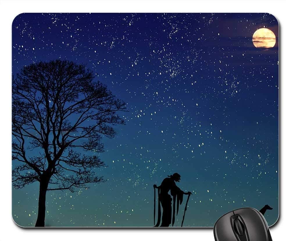 Gaming Mouse Pads,Mouse mat,The Witch Dog Moon Tree Landscape Fairy Tales