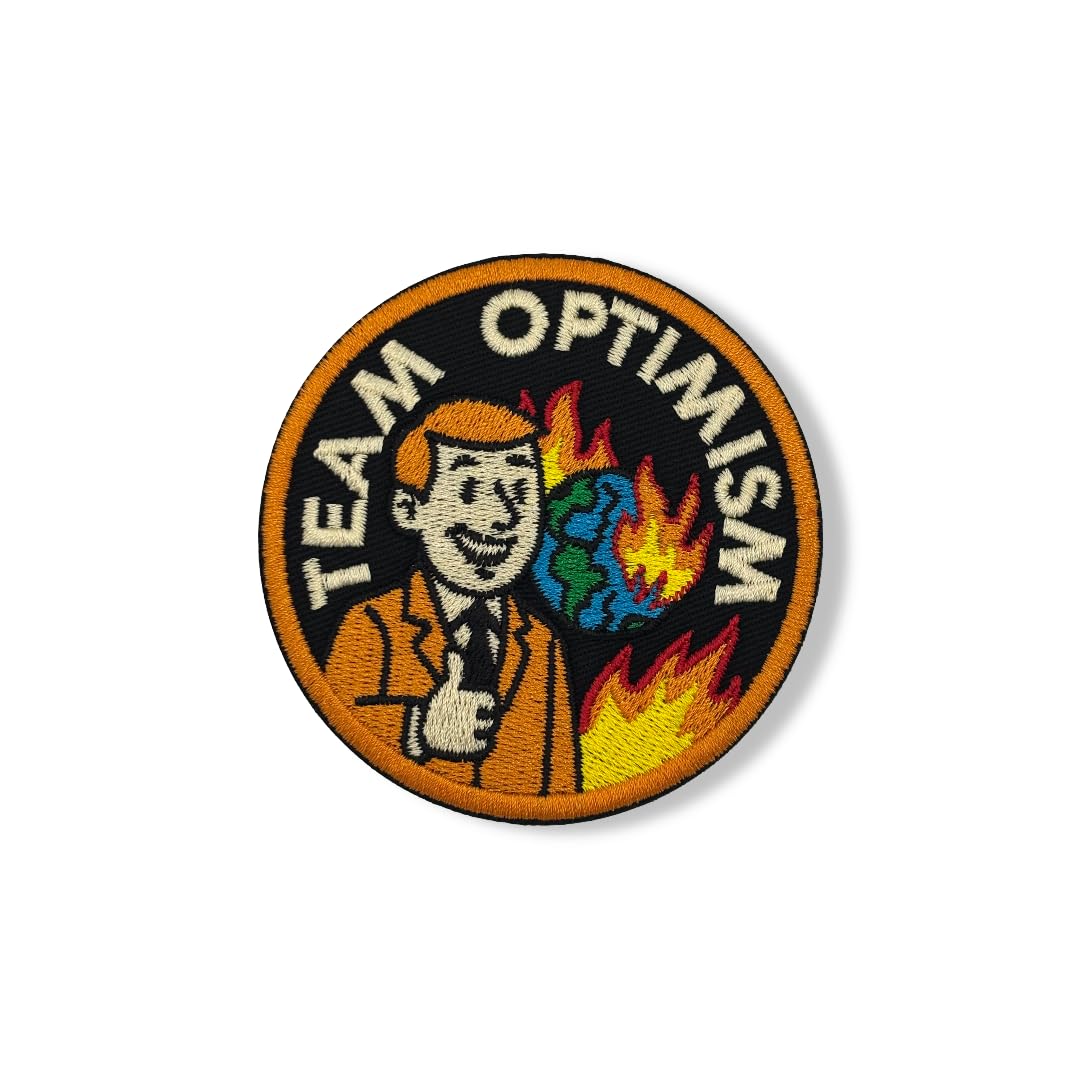 Funny Embroidered Patch – Team Optimism - Hook and Loop Patch - DIY Applique Accessories for Backpacks - Army Vest